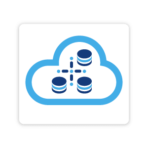 blue server icons in cloud